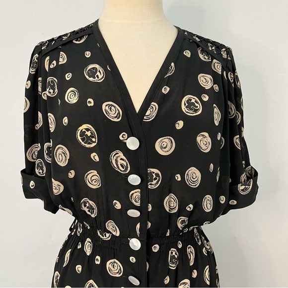 Louis Feraud US12 42 Vintage Cap Sleeve black circle dot 0128 - Picture 2 of 15